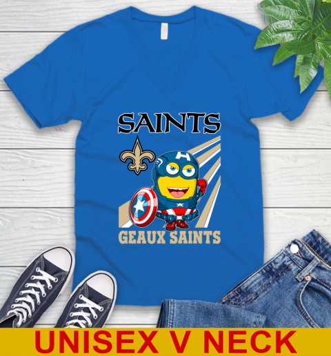 NFL Football New Orleans Saints Captain America Marvel Avengers Minion Shirt V-Neck T-Shirt 5