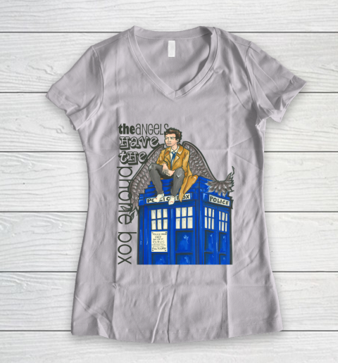 Doctor Who Shirt The Angels Have the Phone Box Women's V-Neck T-Shirt