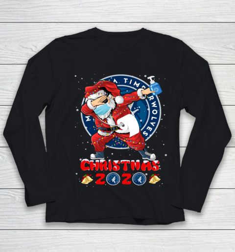 Minnesota Timberwolves Funny Santa Claus Dabbing Christmas 2020 NBA Youth Long Sleeve
