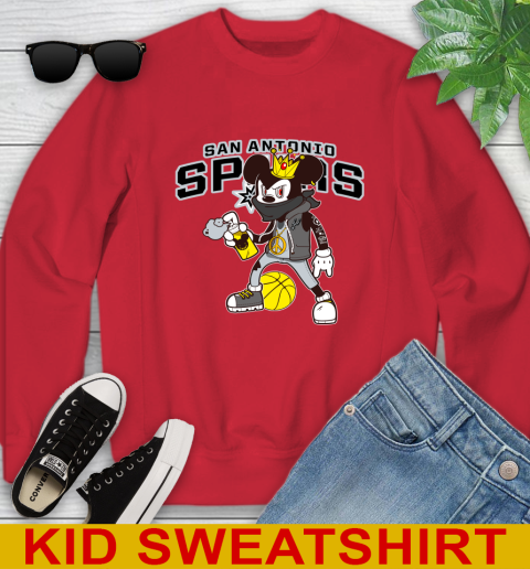 San Antonio Spurs NBA Basketball Mickey Peace Sign Sports Youth Sweatshirt 8