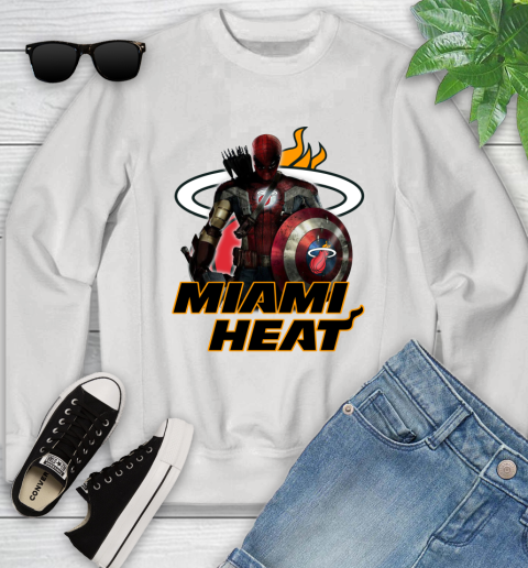 Miami Heat NBA Basketball Captain America Thor Spider Man Hawkeye Avengers Youth Sweatshirt