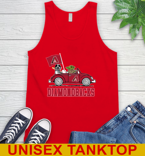 MLB Baseball Arizona Diamondbacks Darth Vader Baby Yoda Driving Star Wars Shirt Tank Top 6
