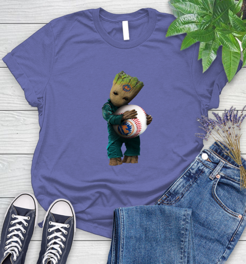 MLB Groot Guardians Of The Galaxy Baseball Sports New York Mets Women's T-Shirt 11