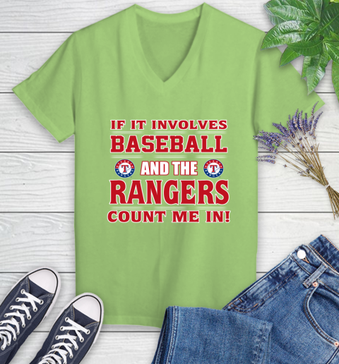 MLB If It Involves Baseball And Texas Rangers Count Me In Sports Women's V-Neck T-Shirt 11
