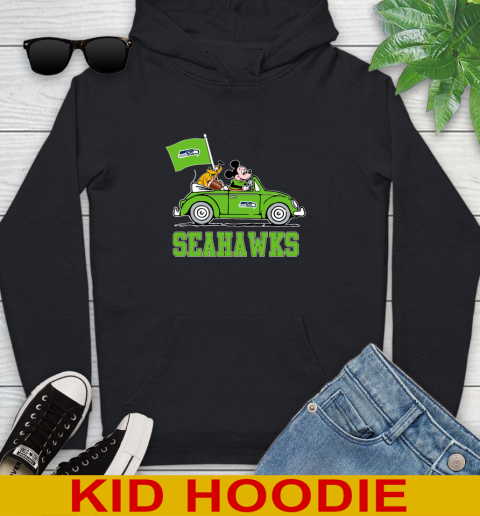 NFL Football Seattle Seahawks Pluto Mickey Driving Disney Shirt Youth Hoodie 2