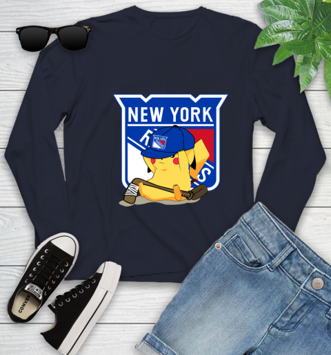 NHL Pikachu Hockey Sports New York Rangers Youth Long Sleeve 3