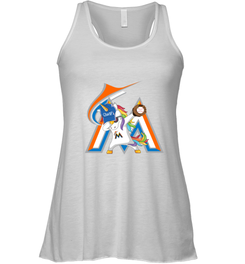 Hip Hop Dabbing Unicorn Flippin Love Miami Marlins Racerback Tank