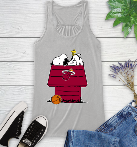 Miami Heat NBA Basketball Snoopy Woodstock The Peanuts Movie Racerback Tank