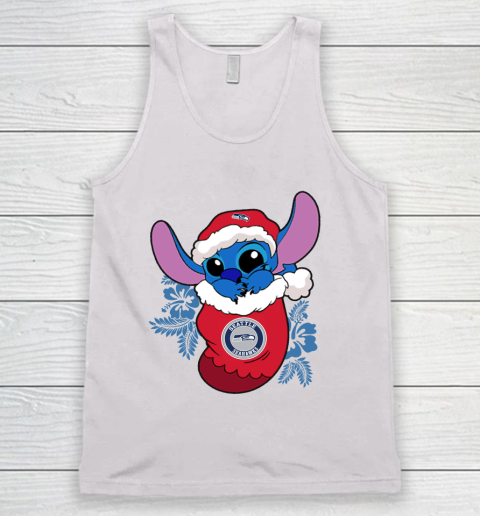 Seattle Seahawks Christmas Stitch In The Sock Funny Disney NFL Tank Top 2