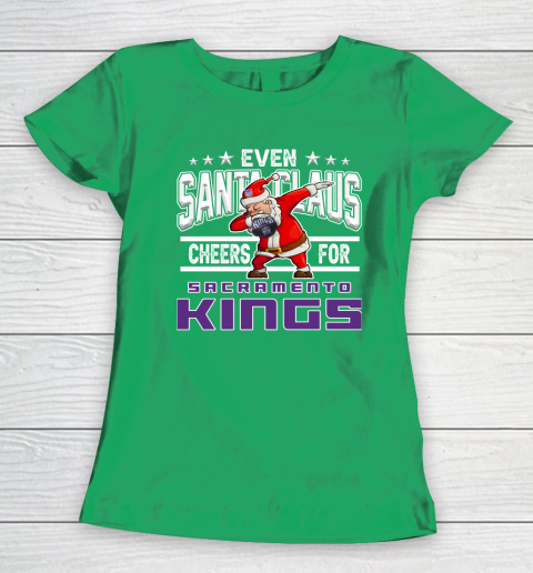 Sacramento Kings Even Santa Claus Cheers For Christmas NBA Women's T-Shirt 5