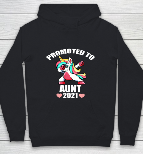 Promoted To Aunt 2021 Unicorn Girl Youth Hoodie