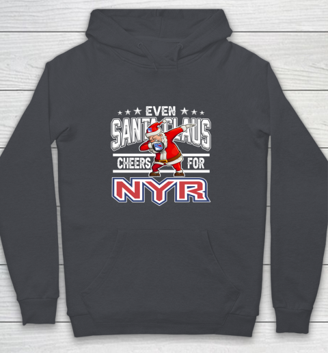New York Rangers Even Santa Claus Cheers For Christmas NHL Youth Hoodie 5