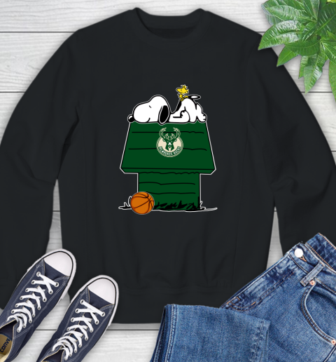 Milwaukee Bucks NBA Basketball Snoopy Woodstock The Peanuts Movie Sweatshirt 2