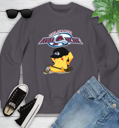NHL Pikachu Hockey Sports Colorado Avalanche Youth Sweatshirt 6