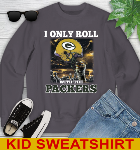 Green Bay Packers NFL Football I Only Roll With My Team Sports Youth Sweatshirt 5