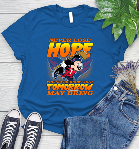 Washington Capitals NHL Hockey ootball Mickey Disney Never Lose Hope Women's T-Shirt 12