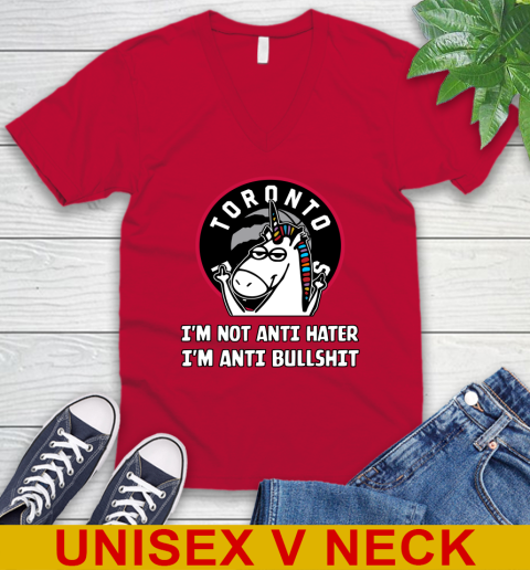 Toronto Raptors NBA Basketball Unicorn I'm Not Anti Hater I'm Anti Bullshit V-Neck T-Shirt 8 Toronto Raptors NBA Basketball Unicorn I'm Not Anti Hater I'm Anti Bullshit V-Neck T-Shirt - Image 8
