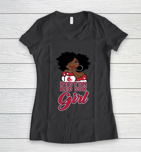 Boston Red Sox Girl MLB Women's V-Neck T-Shirt 8