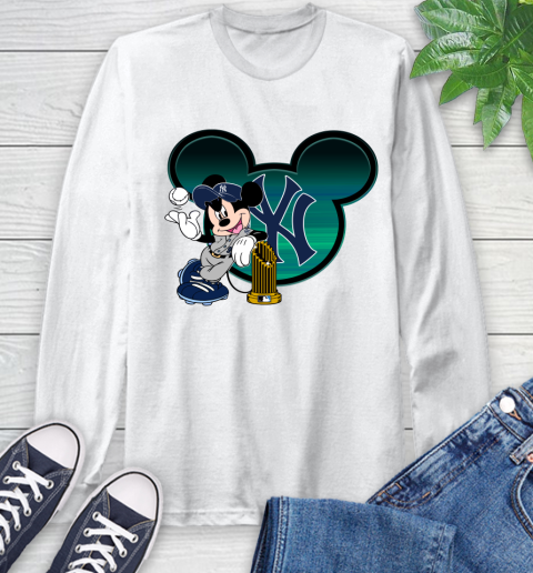 MLB New York Yankees The Commissioner's Trophy Mickey Mouse Disney Long Sleeve T-Shirt