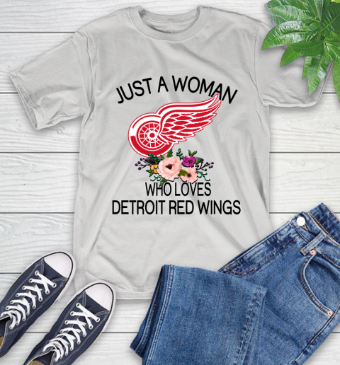 NHL Just A Woman Who Loves Detroit Red Wings Hockey Sports T-Shirt