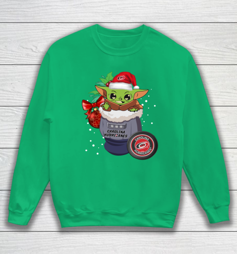 Carolina Hurricanes Christmas Baby Yoda Star Wars Funny Happy NHL Sweatshirt 6