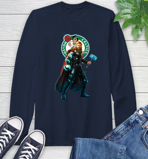 NBA Thor Avengers Endgame Basketball Boston Celtics Long Sleeve T-Shirt 4