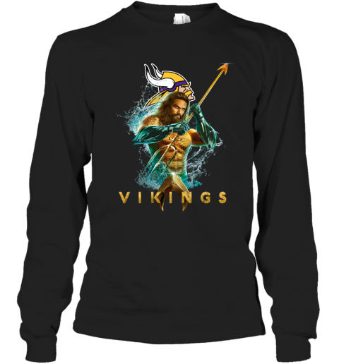 NFL Minnesota Vikings Aquaman DC Football Sports w4uC9ls65A4 long sleeve tee 14 95 151514 front black