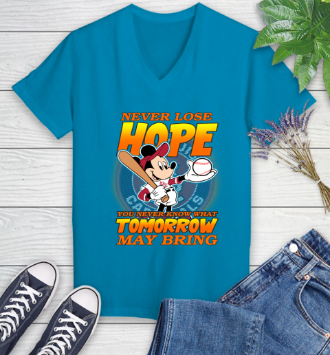 St.Louis Cardinals MLB Baseball Mickey Disney Never Lose Hope Women's V-Neck T-Shirt 7