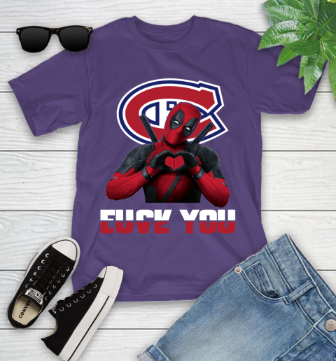 NHL Montreal Canadiens Deadpool Love You Fuck You Hockey Sports Youth T-Shirt 3