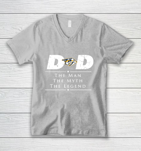 Nashville Predators NHL Ice Hockey Dad The Man The Myth The Legend V-Neck T-Shirt 3
