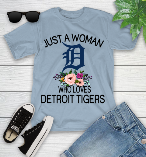 MLB Just A Woman Who Loves Detroit Tigers Baseball Sports Youth T-Shirt 6