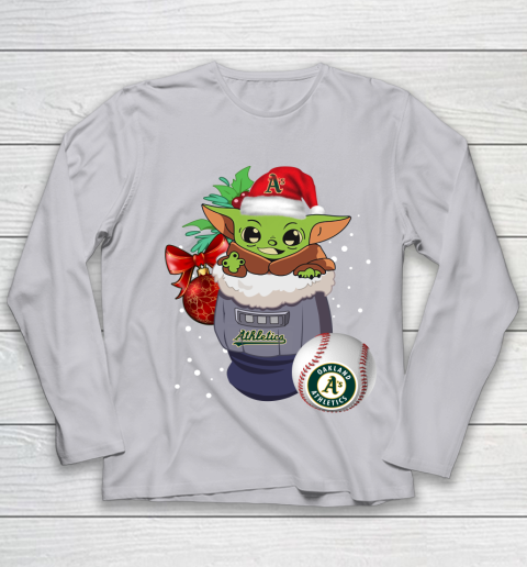 Oakland Athletics Christmas Baby Yoda Star Wars Funny Happy MLB Youth Long Sleeve 5