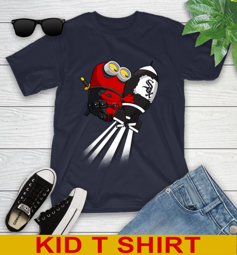 MLB Baseball Chicago White Sox Deadpool Minion Marvel Shirt Youth T-Shirt - Image 3