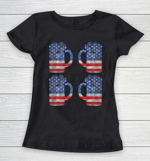 Beer Lover Funny Shirt Beer American Flag 4th Of July Merica Women's T-Shirt