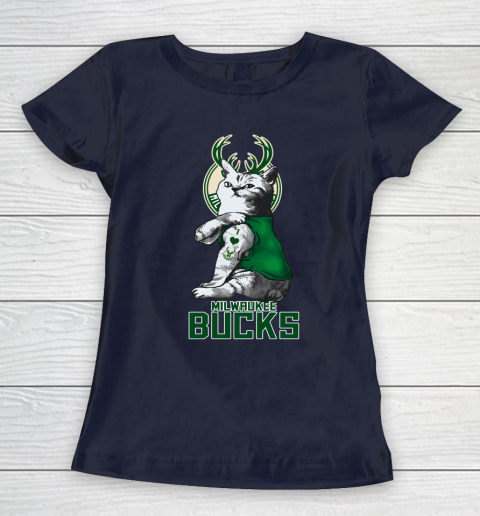 NBA Basketball My Cat Loves Milwaukee Bucks Women's T-Shirt 2