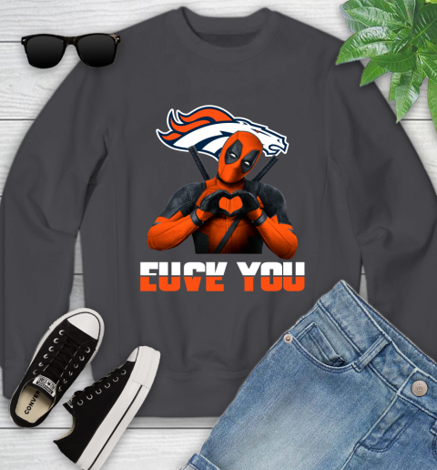 NHL Denver Broncos Deadpool Love You Fuck You Football Sports Youth Sweatshirt 5