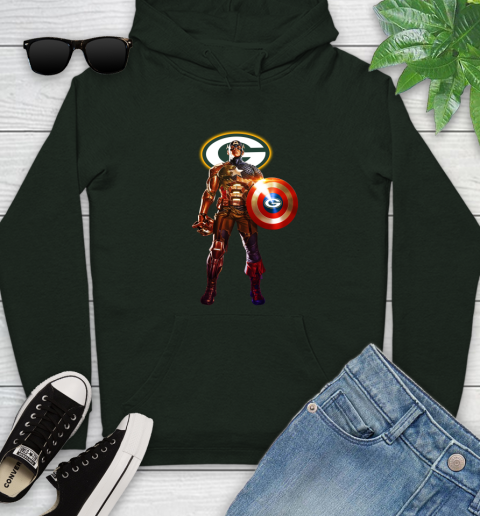 NFL Captain America Marvel Avengers Endgame Football Sports Green Bay Packers Youth Hoodie 13