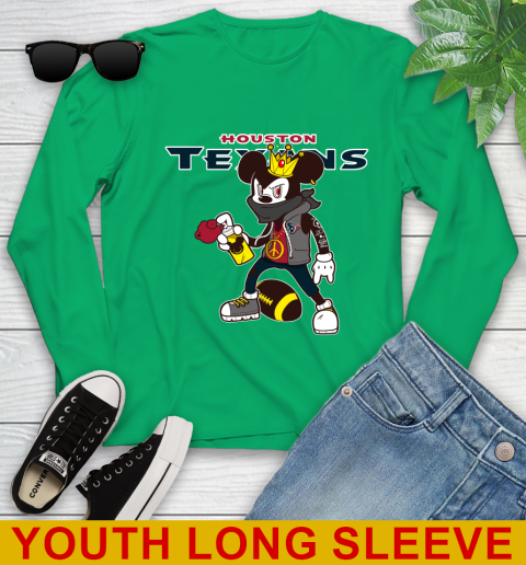 Houston Texans NFL Football Mickey Peace Sign Sports Youth Long Sleeve 7
