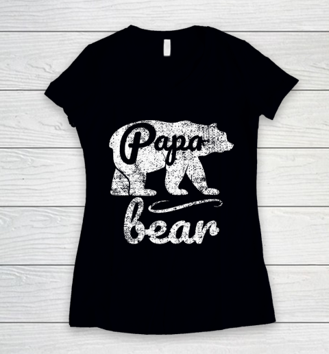 Father's Day Funny Gift Ideas Apparel  Papa Bear Dad Father T Shirt Women's V-Neck T-Shirt