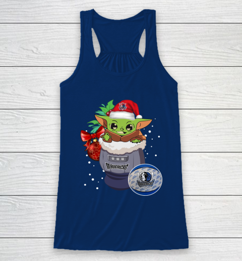 Dallas Mavericks Christmas Baby Yoda Star Wars Funny Happy NBA Racerback Tank 7