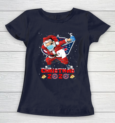 Columbus Blue Jackets Funny Santa Claus Dabbing Christmas 2020 NHL Women's T-Shirt 2