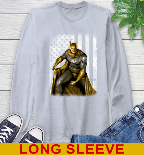 Pittsburgh Steelers NFL Football Batman DC American Flag Shirt Long Sleeve T-Shirt 6