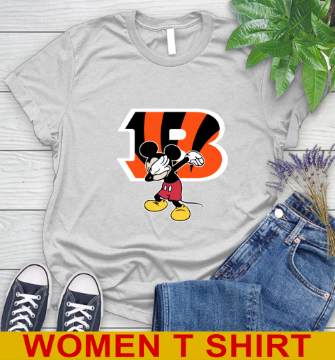 Cincinnati Bengals NFL Football Dabbing Mickey Disney Sports Women's T-Shirt