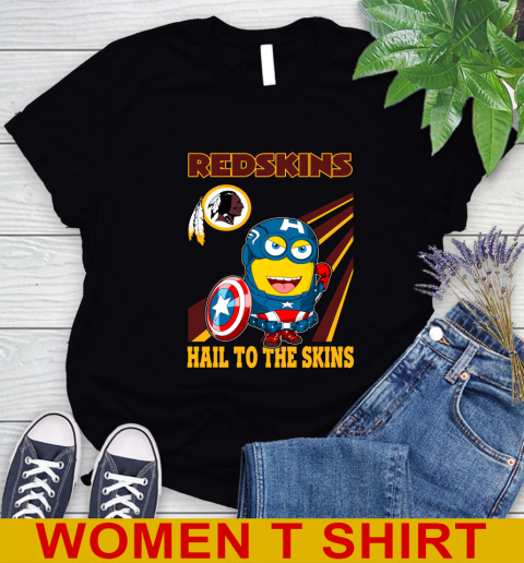 NFL Football Washington Redskins Captain America Marvel Avengers Minion Hail To The Skín Shirt Women's T-Shirt