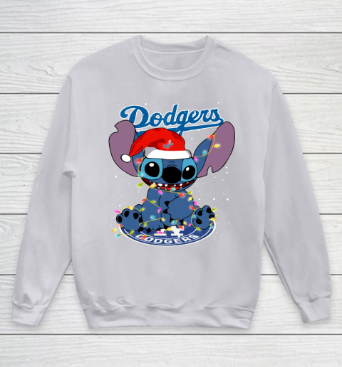 Los Angeles Dodgers MLB noel stitch Baseball Christmas Youth Sweatshirt 2