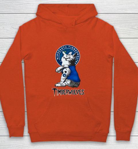 NBA Basketball My Cat Loves Minnesota Timberwolves Youth Hoodie 3