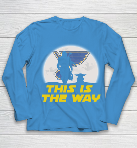 St.Louis Blues NHL Ice Hockey Star Wars Yoda And Mandalorian This Is The Way Youth Long Sleeve 5