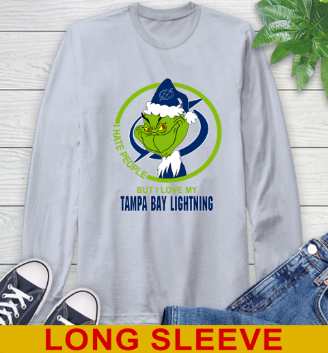 Tampa Bay Lightning NHL Christmas Grinch I Hate People But I Love My Favorite Hockey Team Long Sleeve T-Shirt 6