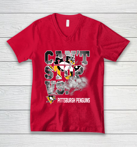 NHL Pittsburgh Penguins Hockey Can't Stop Vs V-Neck T-Shirt 6