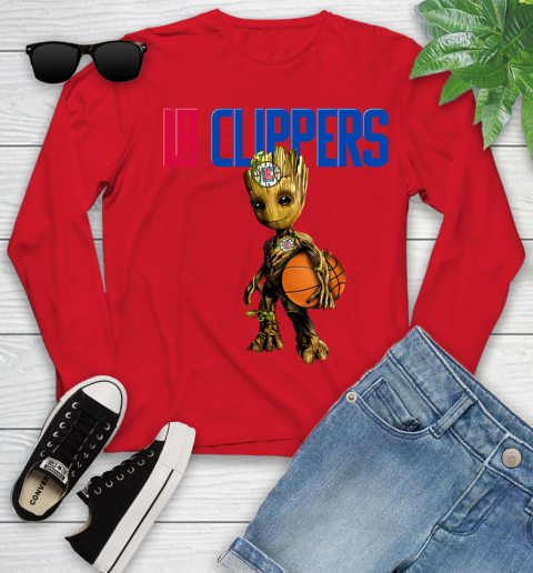 LA Clippers NBA Basketball Groot Marvel Guardians Of The Galaxy Youth Long Sleeve 11